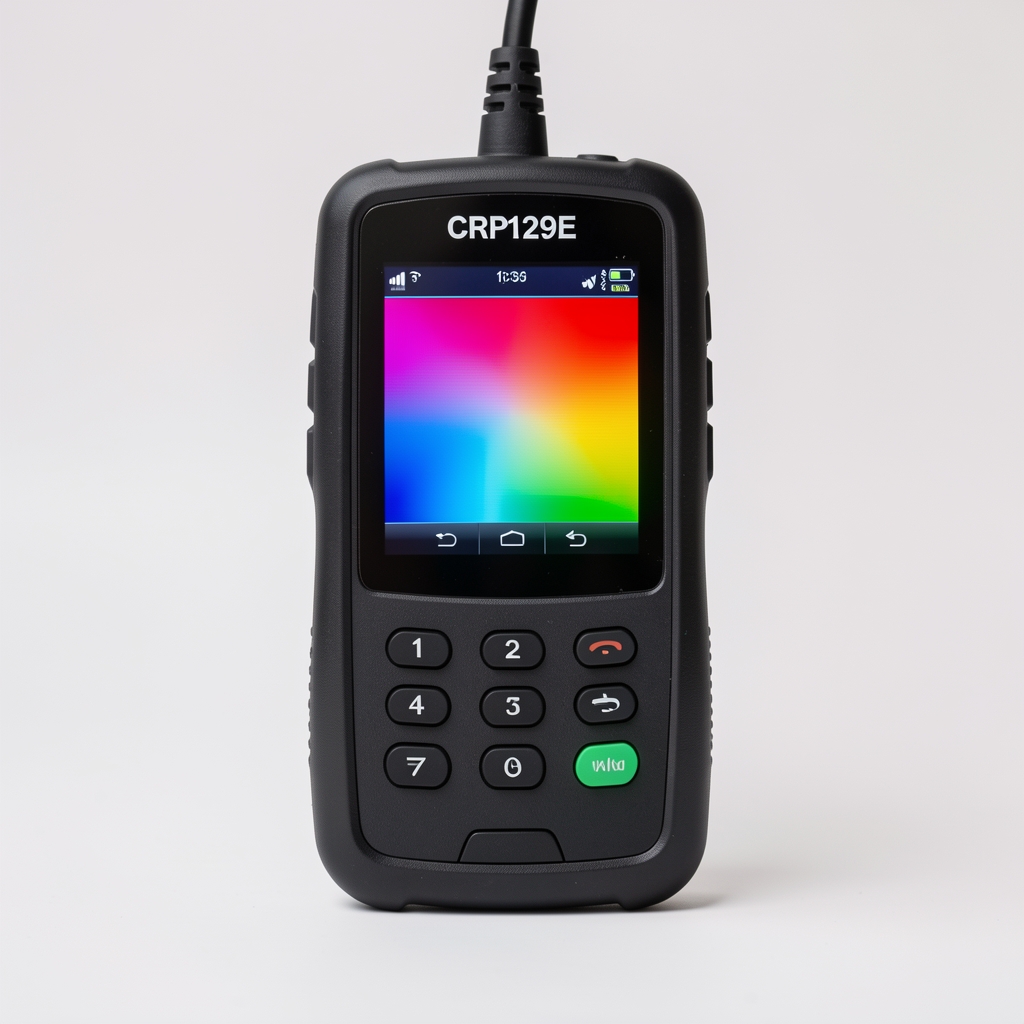 Launch CRP129E OBD2 dijagnostički skener priključen na OBD port automobila sa prikazom kodova grešaka na ekranu